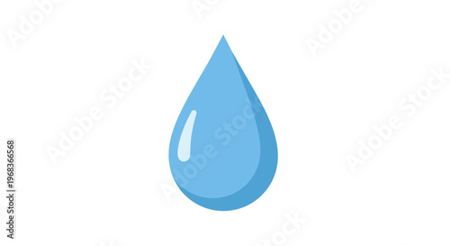 A single clear blue water droplet suspended against a clean white backdrop, symbolizing purity and refreshment