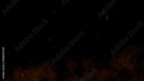 Orange cloud smoke fire sparks rising up motion video embers overlay burning suitable for dramatic effects, transitions, or background elements.