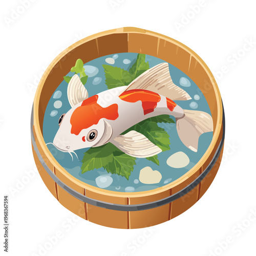 Wallpaper Mural  A single koi fish with a traditional red and white pattern. Torontodigital.ca