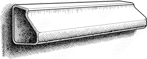 Black and white illustration of a metal beam
