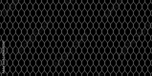 Fishing net seamless pattern. Soccer and football gates mesh. Fishnet texture. Basketball hoop and hockey net pattern. Sportswear texture. Chain link fence. Vector illustration on black modern vector