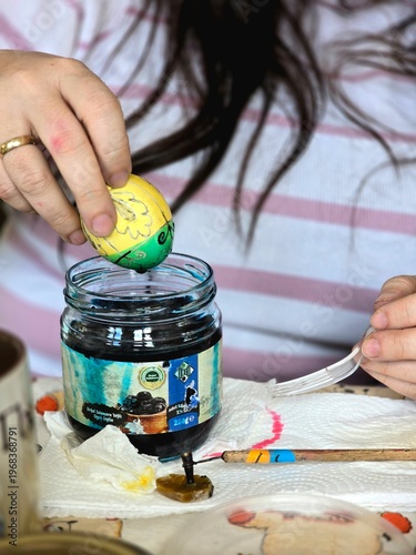 The color of eggs for Easter.
