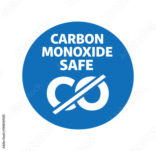 Carbon monoxide safe icon. carbon monoxide, co, gas safety, alarm, ventilation, hazard prevention. flat vector illustration isolated on white background.