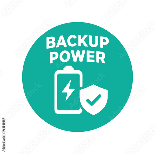 Backup power icon. battery backup, emergency power, ups, charging, power protection, reliable energy. flat vector illustration isolated on white background.