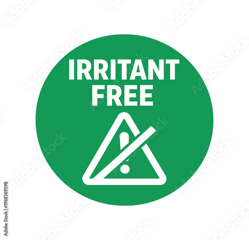 Irritant free badge. no irritants, hypoallergenic, safe for skin, warning crossed out. flat vector illustration.