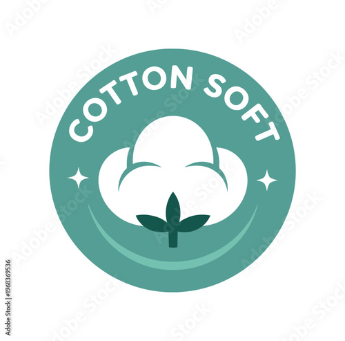 Cotton soft badge icon. cotton, soft, natural fiber, hypoallergenic, fabric, gentle on skin. flat vector illustration isolated on white background.