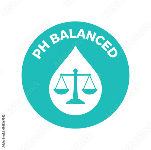 Ph balanced icon. ph balanced, gentle, neutral, skin care, equilibrium, water droplet, laboratory scale. flat vector illustration isolated on white background.