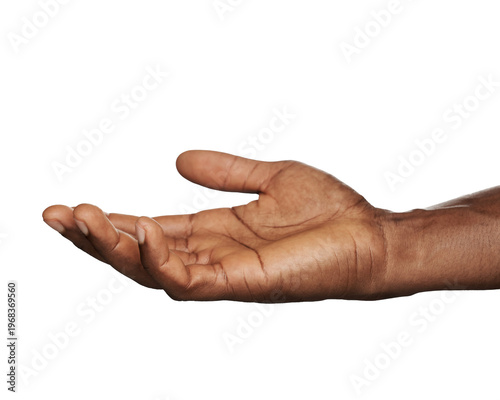 Dark skinned man hand with empty palm up
