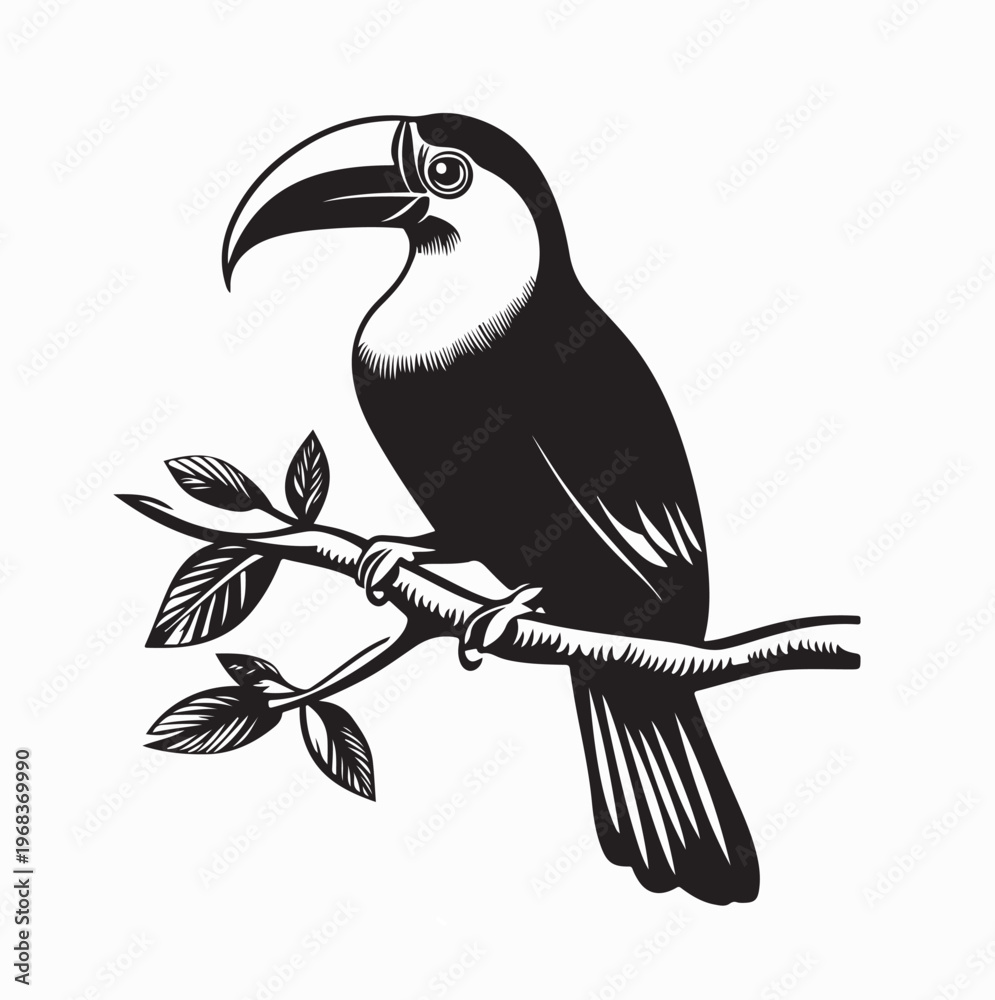 Fototapeta premium Exotic Rainforest Toucan Sitting on a Branch Image Vector