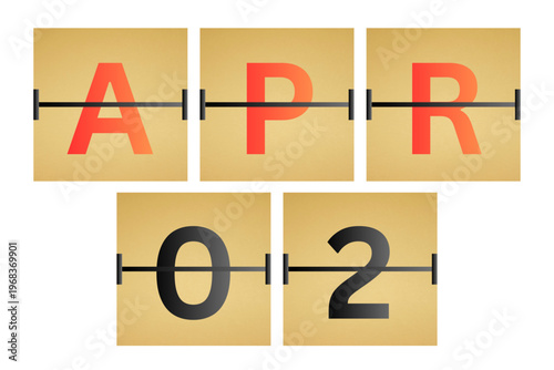 2 April calendar single day, week vector, illustration icon. golden and white color background calendar page vector for of the month April 2