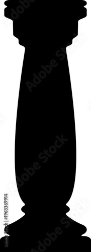 Classical pillar column icon in black flat style featuring architecture, colonnade, post, support and structure synonym elements for building, antique and design use
