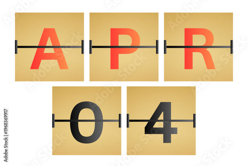 4 April calendar single day, week vector, illustration icon. golden and white color background calendar page vector for of the month April 4