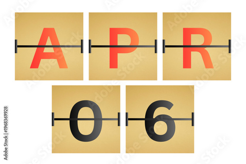 6 April calendar single day, week vector, illustration icon. golden and white color background calendar page vector for of the month April 6