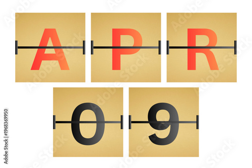 9 April calendar single day, week vector, illustration icon. golden and white color background calendar page vector for of the month April 9