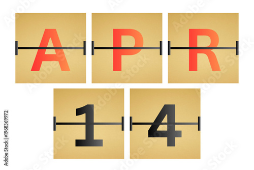 14 April calendar single day, week vector, illustration icon. golden and white color background calendar page vector for of the month April 14