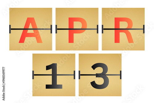13 April calendar single day, week vector, illustration icon. golden and white color background calendar page vector for of the month April 13