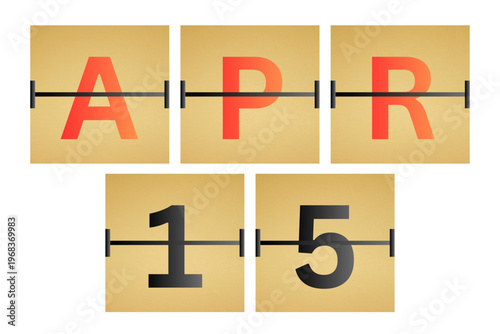15 April calendar single day, week vector, illustration icon. golden and white color background calendar page vector for of the month April 15