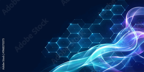 A futuristic blue abstract background featuring digital hitech lines and a motion wave pattern for business technology data illustration