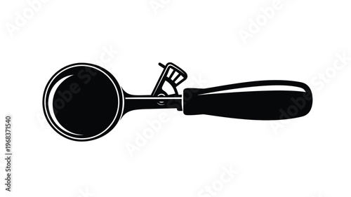 Black ice cream scoop design presented as a striking silhouette