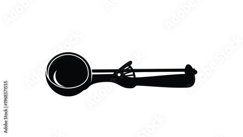 A striking black silhouette of an ice cream scoop design