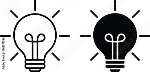 A line art light bulb icons in vector silhouette design for concept illustration