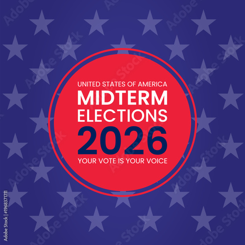 2026 United States Midterm Elections Post Design with Star Pattern Background Vector illustration