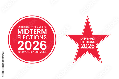 Set of United States Midterm Elections 2026 Badge Design on White Background Vector illustration