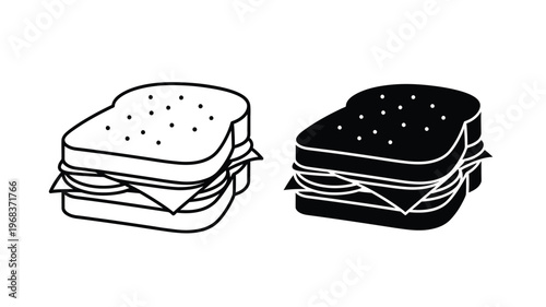 Two sandwich illustrations presented in a striking black silhouette