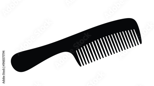 A simple black comb depicted as a striking silhouette