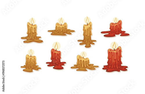 Waxy Melting Candle Silhouette Sticker, Tactile Texture Check Vector, Modern Puffy Surface-First Atmosphere Illustration