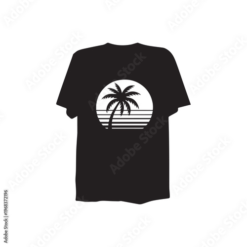 Minimal Palm Tree Sunset T-Shirt Design