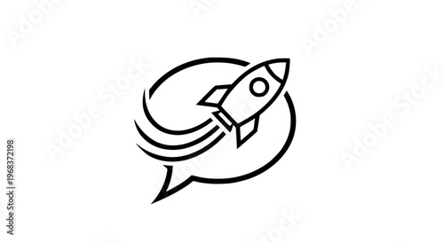 Creative Rocket Speech Bubble Vector Logo for Messaging Apps and Digital Innovation