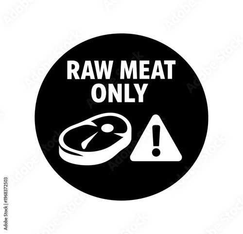 Raw meat icon. steak, raw, uncooked, caution, food safety, freezer, storage, meat handling. flat vector illustration isolated on white background.