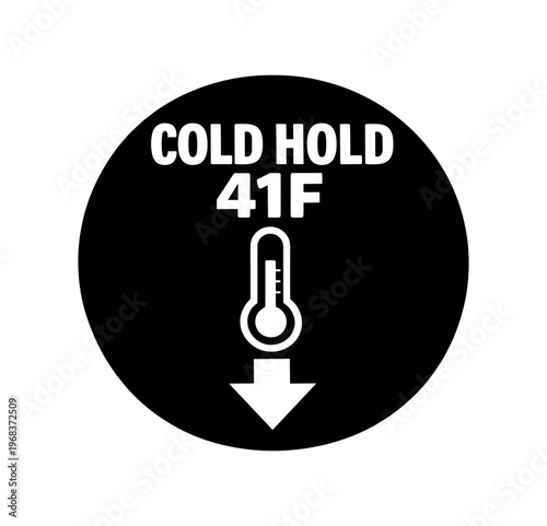 Cold hold icon. cold storage, 41f, thermometer, temperature control, refrigeration, chill, food safety, storage guidelines. flat vector illustration isolated on white background.