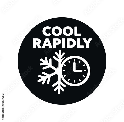 Cool rapidly icon. rapid cooling, snowflake, clock, time-sensitive cooling, chill quickly, cold storage procedure. flat vector illustration isolated on white background.
