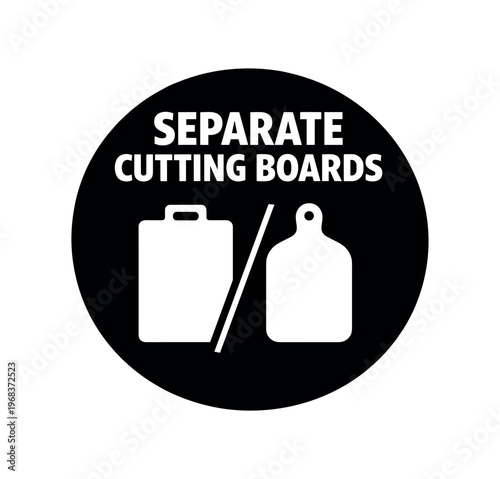 Separate cutting boards icon. cutting boards, separate, cross-contamination prevention, meat and produce, food hygiene. flat vector illustration isolated on white background.