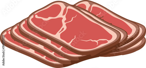 Delicious Slices of Freshly Cut Red Meat Ready for Cooking.