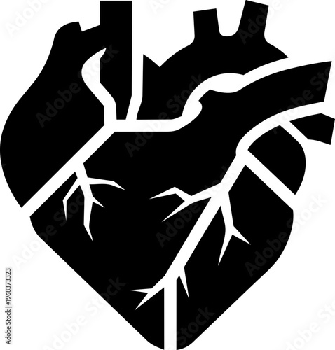 Anatomical Human Heart Silhouette Icon - Minimalist Medical Graphic for Healthcare and Science Design
