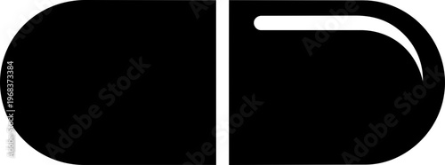 Black Minimalist Medical Capsule Pill Icon for Pharmacy and Healthcare Design, Isolated Vector Illustration