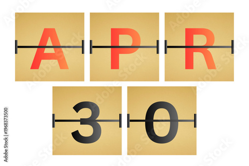 30 April calendar single day, week vector, illustration icon. golden and white color background calendar page vector for of the month April 30