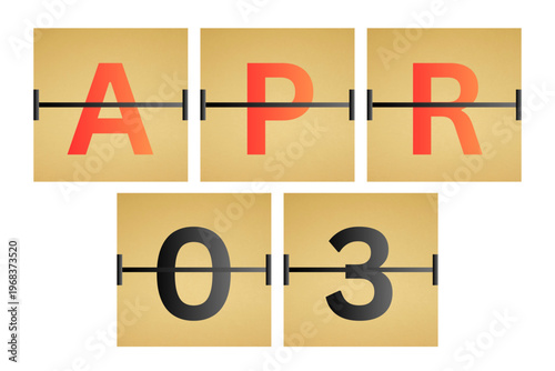 3 April calendar single day, week vector, illustration icon. golden and white color background calendar page vector for of the month April 3