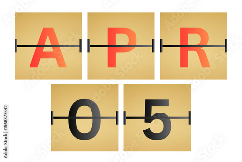 5 April calendar single day, week vector, illustration icon. golden and white color background calendar page vector for of the month April 5