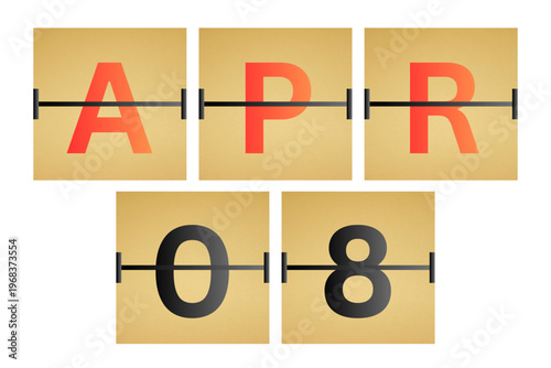 8 April calendar single day, week vector, illustration icon. golden and white color background calendar page vector for of the month April 8