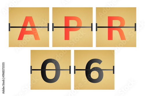6 April calendar single day, week vector, illustration icon. golden and white color background calendar page vector for of the month April 6
