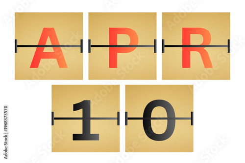 10 April calendar single day, week vector, illustration icon. golden and white color background calendar page vector for of the month April 10