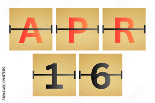 16 April calendar single day, week vector, illustration icon. golden and white color background calendar page vector for of the month April 16