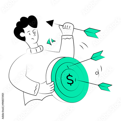 Doodle style illustration showing financial target

