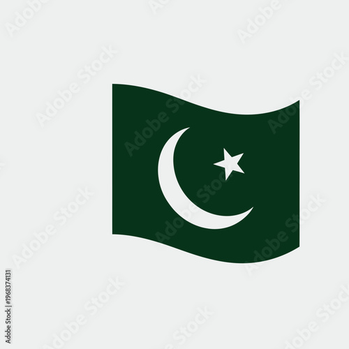 A vector graphic illustration of the Pakistani flag waving on a white background