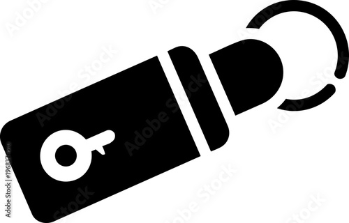 Minimalist Key Fob Silhouette Icon - Modern Black Keychain Tag Vector Illustration for Security and Access