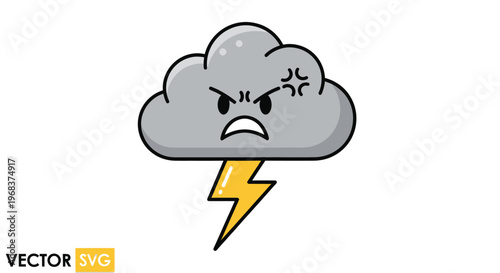 Angry Cloud with Lightning Bolt Flash.